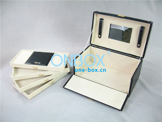 Elegant waterproof leather jewellery gift box , professional cosmetic case for women