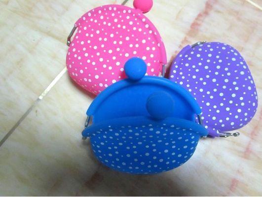 Polka dots kids silicone promotional gift coin wallet pochi purse with logo