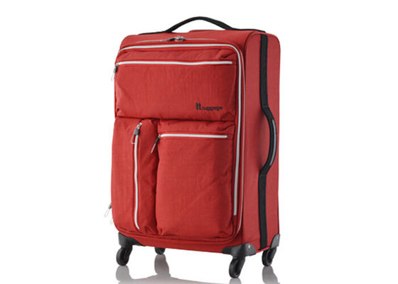 High density ribbon handle lightweight travel suitcases , red luggage set for women
