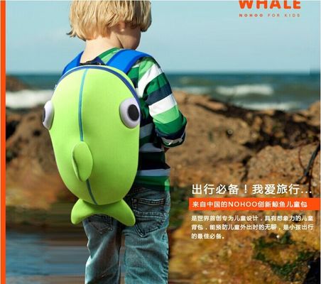 Whale shape Water proof Neoprene diving material fashion healthy lovely children school bag backpack