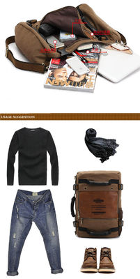 New Multifunction Fashion Canvas Vintage Laptop Shoulder Bag Travel bag